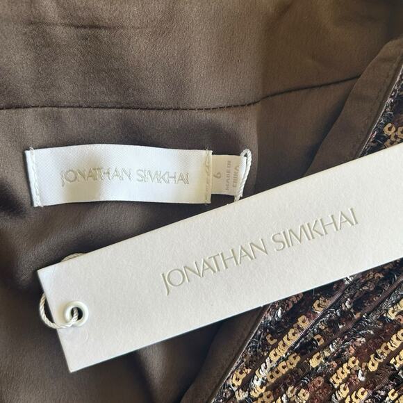 NWT Jonathan Simkhai Monty Hammered Sequins Blazer Dress Sable 6 Women’s - Picture 5 of 10